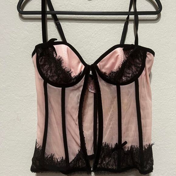 Victoria Secret Pink and black corset top - Picture 2 of 8